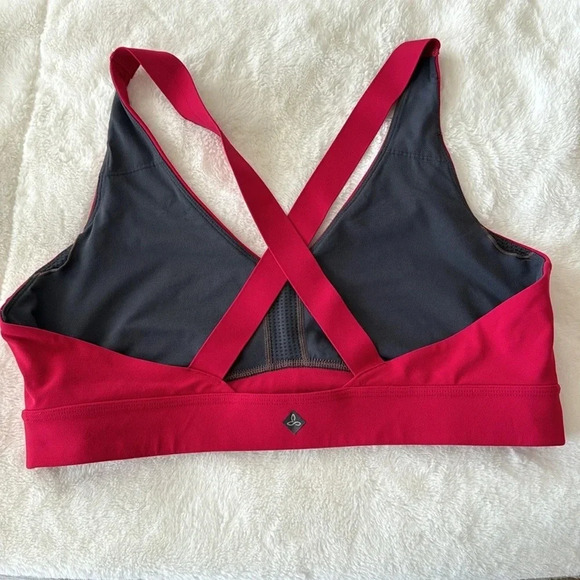 prAna Layna cranberry red cross back Bra size XL - Picture 4 of 6